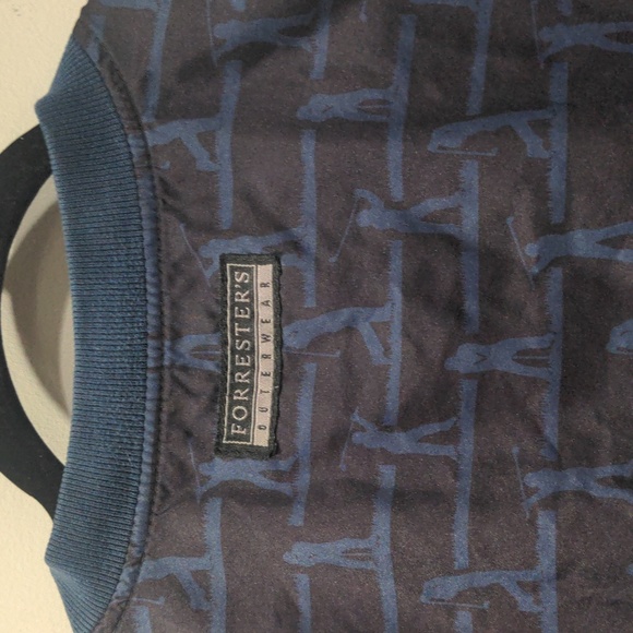 Forrester's Vintage Men's Golf XL Windbreaker Navy Blue Golfer Print V-neck 90s - Picture 7 of 8